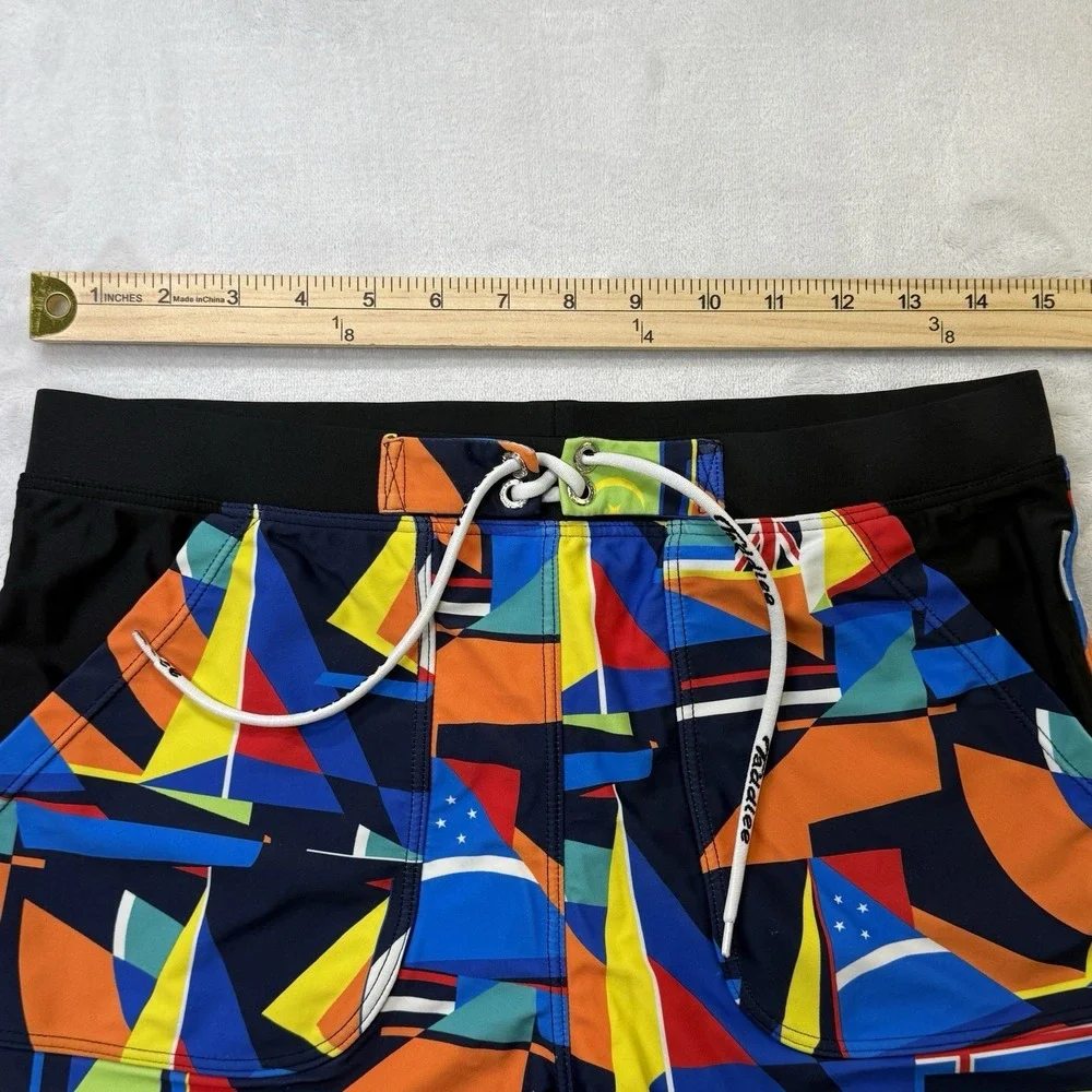 Taddlee Men's Graphic Swim Trunks USA L‎ Stretch Lined Drawstring Shorts